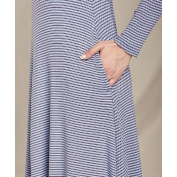 Toad&Co | Flint Stone Stripe Pocket Daisy Rib Swing Dress Size Small - Picture 2 of 8
